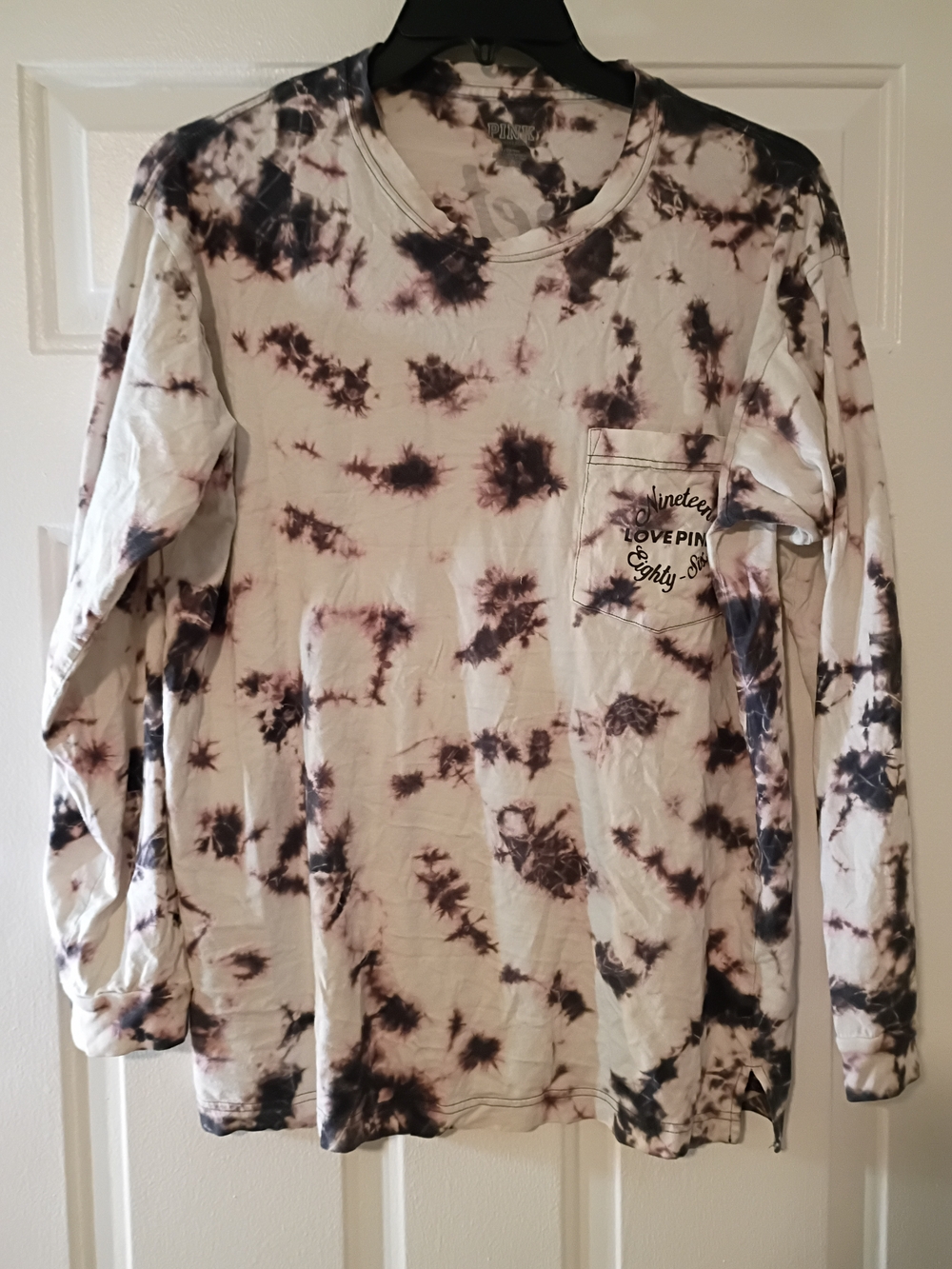 PINK Victoria's Secret Black and White Tie-Dye Tee